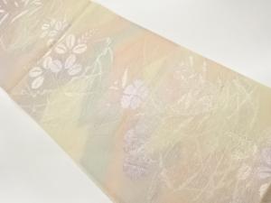 紗 草花模様織出し袋帯